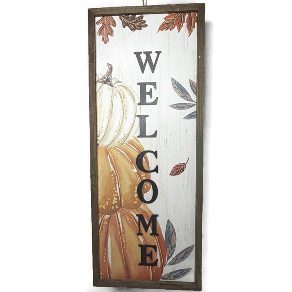 Large Rustic Wood Frame Fall Welcome Decor